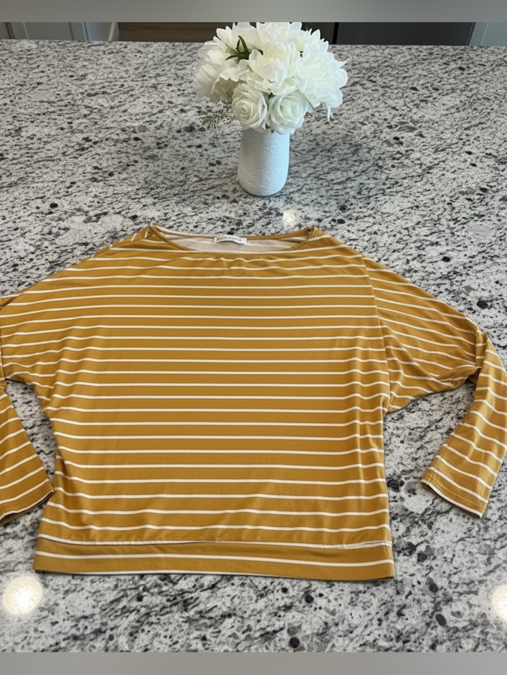 Striped Mustard Yellow Women’s Boatneck Top
